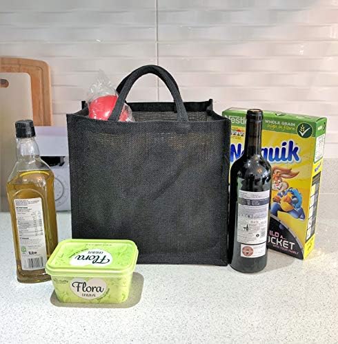 Торба от зебло Черно Малка Средна Голяма Чанта за Обяд Подарък Чанта Пазарска чанта (3 Големи)
