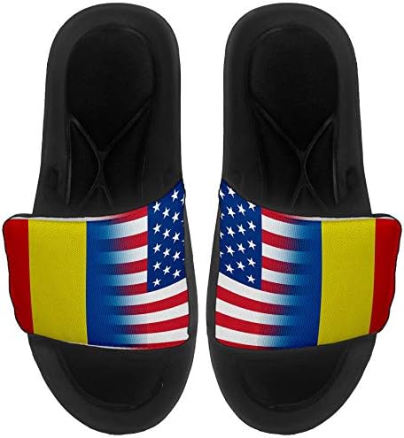 Най-добрите сандали ExpressItBest с мека подплата /Пързалки за мъже, жени и младежи - Знаме на Румъния (Румънски) - Romania Flag