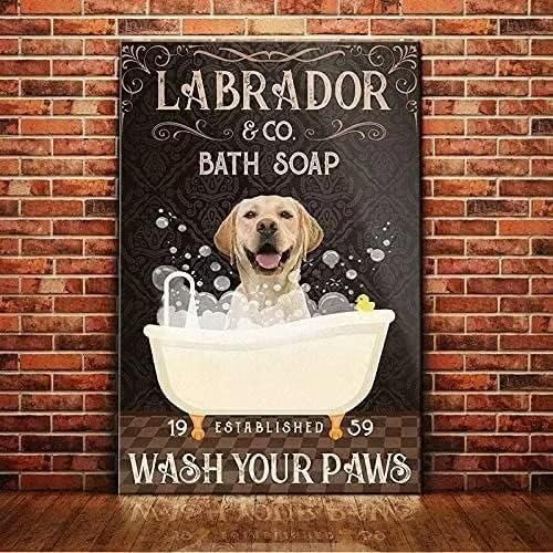 Лабрадор Метална Лидице Знак Labrador Co. Сапун За Баня Забавен Плакат Тоалетна Кафе Хол, Кухня С Трапезария И Баня Домашно
