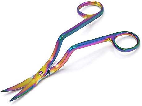 6 Големи Двойни Извити Ножици - машина За бродиране от Неръждаема Стомана Multi Titanium Rainbow Color от онлайн магазин