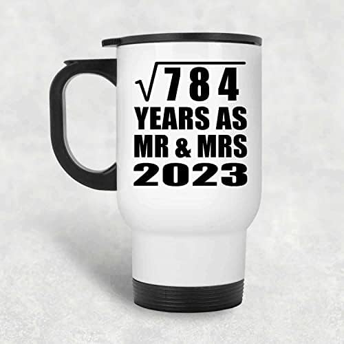 Вземете вашата 28-та Годишнина от Корен Квадратен от 784 години Като г-Н и г-жа 2023, Бяла Пътна 14 унция Чаша От неръждаема