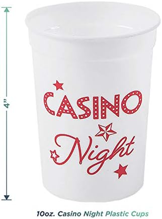 Комплект за парти в казино Night Party - Пластмасови Чаши за напитки, поставка за напитки и Масата на вечеря (за 12 порции)