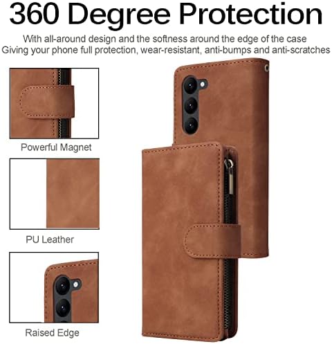 Miimall Съвместим калъф-портфейл за Samsung Galaxy A34 с държач за карти, Флип калъф-награда от изкуствена кожа със стойка,