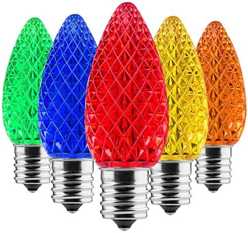 25 Опаковки led Цветни коледни електрически крушки C9, Празнични светлини с регулируема яркост търговско качество, апликации