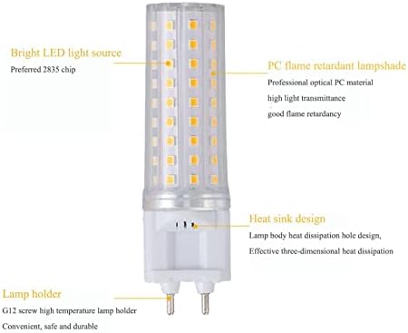 Led лампа G12 мощност 12 W, топло бяла светлина 3000 До (комплект от 2 теми), двухконтактное основа G12, Еквивалентен