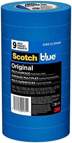 Оригиналната многопластова малярная лента ScotchBlue. 94 инча х 60 ярда (общо 540 ярда), 2090, 9 ролки и Синя оригинална