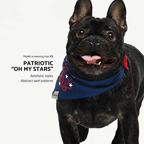 Fitwarm Oh My Stars, 2 опаковки, Двустранен Кърпа за кучета, 4 юли, Триъгълни Престилки за кучета, Шал за Средни Кучета,