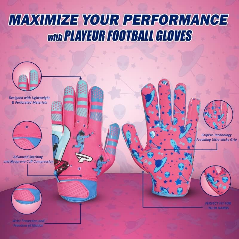 Футболни ръкавици PLAYEUR Чужденец с технологията GripPro, Много Лепкава Младежки Футболни Ръкавици, Силикон Приемник