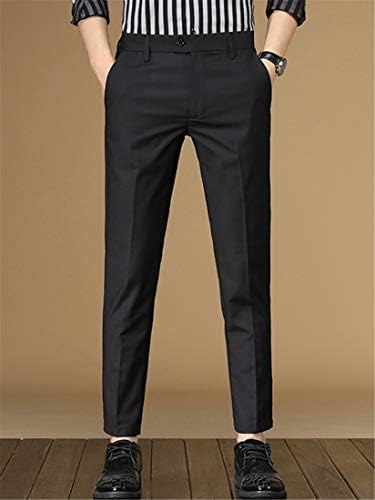 Andongnywell Мъжки Прилепнали Панталони от Премиум-клас със средна талия, Мъжки Бизнес Монтиране на Ежедневните Панталони