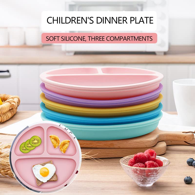 Детски Силиконови Трехпанельная чиния (Без шапки), Чиния от Хранително силикон, Разделителната плоча за деца, Съдомиялна