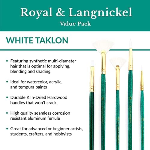 Комплект Четки Royal Brush Производство Royal и Langnickel Zip N' Close от 12 теми, Бяла Taklon