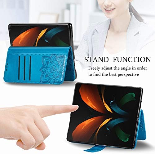 LEMAXELERS Samsung Galaxy Z Fold 2-5 Г Калъф Diamond Bling Butterfly Чантата С Релефни от Изкуствена Кожа с Отделения