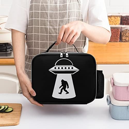 Голямата стъпка НЛО Кожена Множество Чанта за Обяд Meal Мъкна Pack Кутия за Вечеря с Регулируема Дръжка Презрамка Страничен