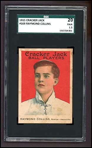 1915 Бедняк Джак # 169 Реймънд Рей Колинс Бостън Ред Сокс (Бейзболна картичка) SGC SGC 1.50 Ред Сокс